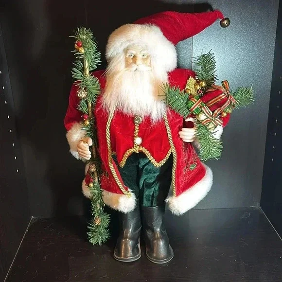 Holiday Time Standing Santa with Gifts And Walking Stick Christmas Decor 18” - Picture 2 of 10